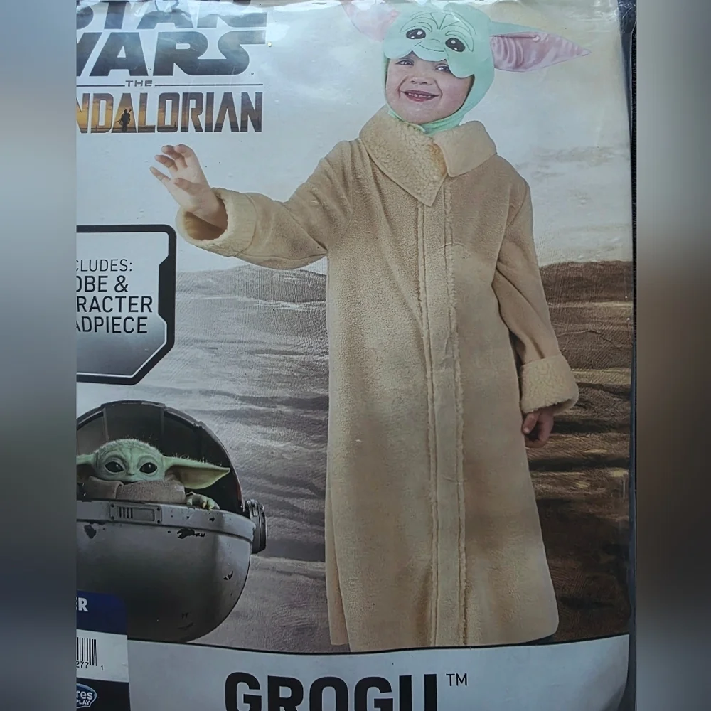 New Toddler Star Wars The Mandalorian Grogu Halloween Costume Robe w Headpiece